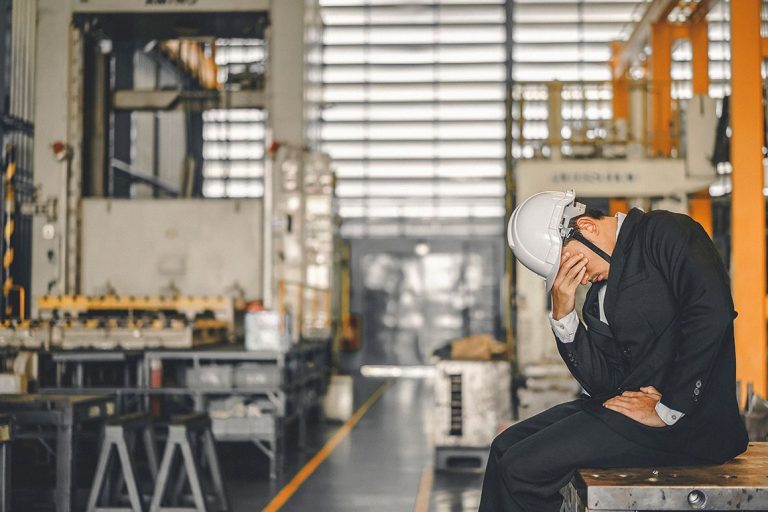 Entrepreneur,Feel,Stressful,Depressed,Situation,In,Factory.unemployed,Jobless,People,Crisis