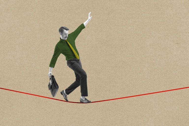 Contemporary,Art,Collage.,Conceptual,Design.,Keeping,Working,Balance,,Taking,Professional